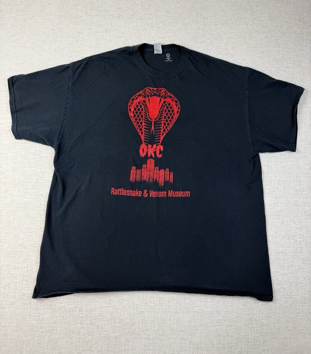 OKC Rattlesnake Venom Museum T-Shirt Mens XL Black Cobra Snake Oklahoma City